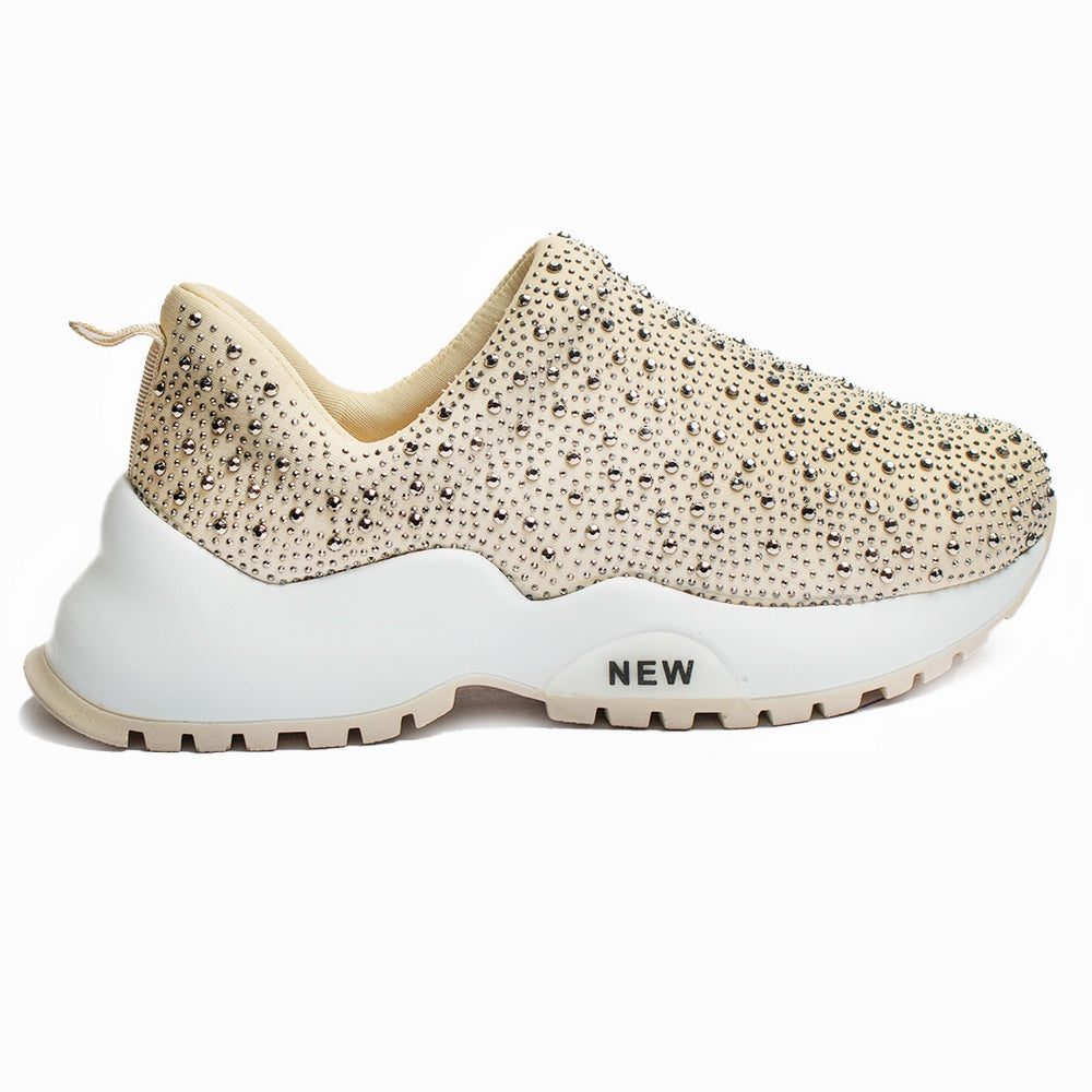 Turkish Women Beige Glitter Shoes #2021