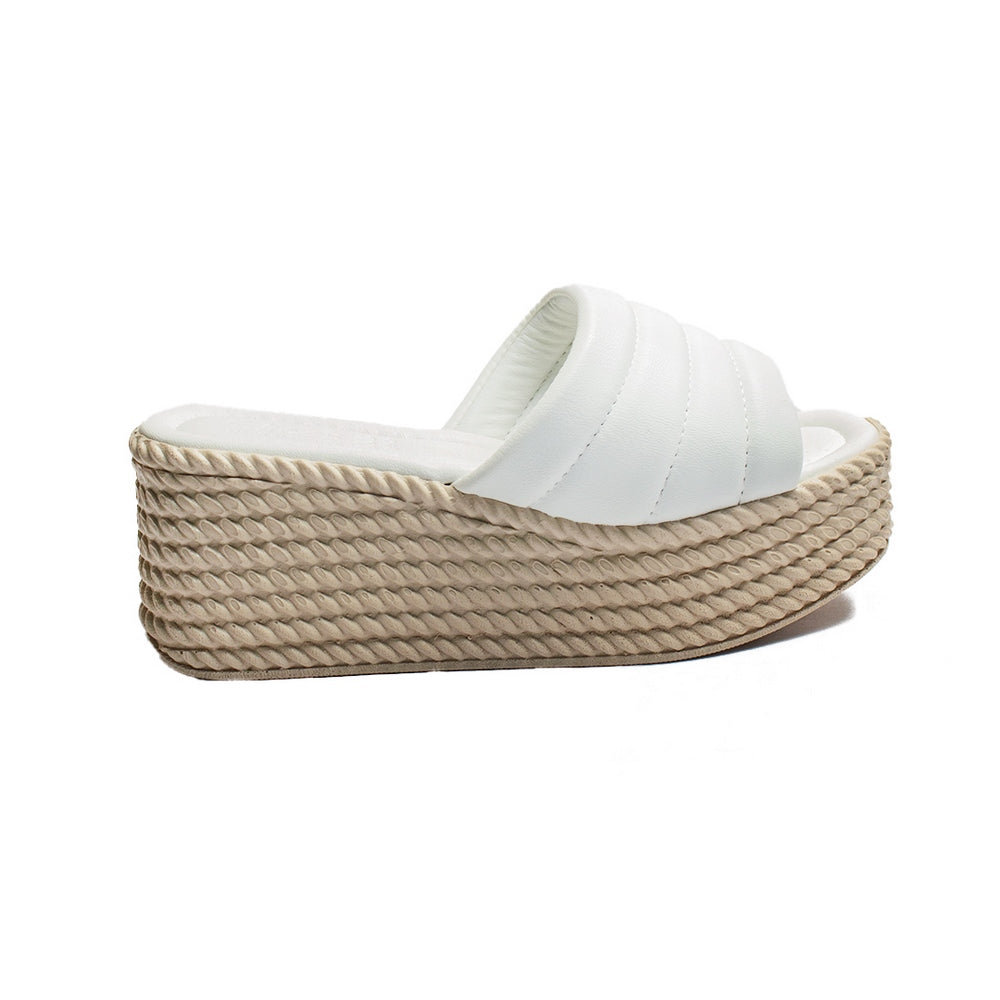 Turkish Women White Leather Wedges #2032