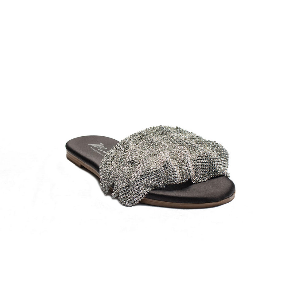 Turkish Women Silver Satin Slipper #2040