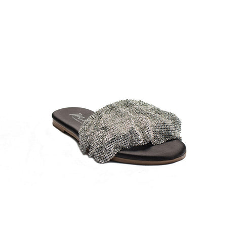 Turkish Women Silver Satin Slipper #2040