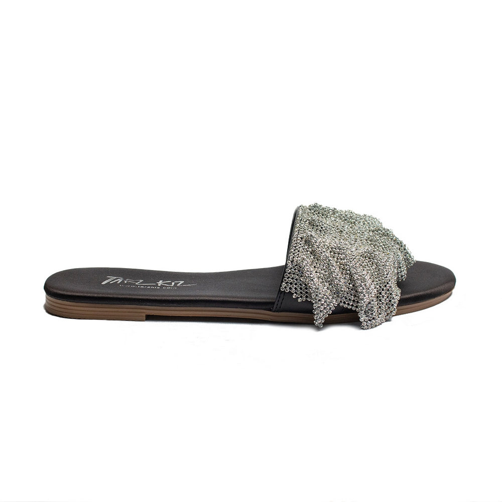 Turkish Women Silver Satin Slipper #2040