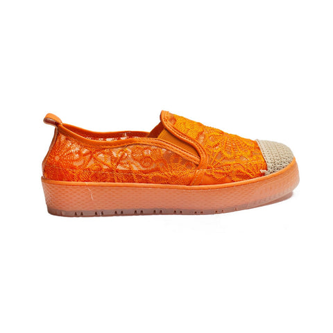 Turkish Women Orange Cloth Espadrilles #2042