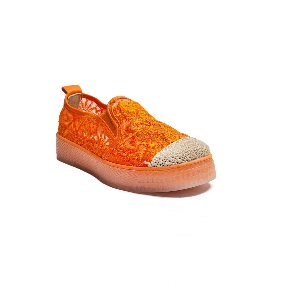 Turkish Women Orange Cloth Espadrilles #2042