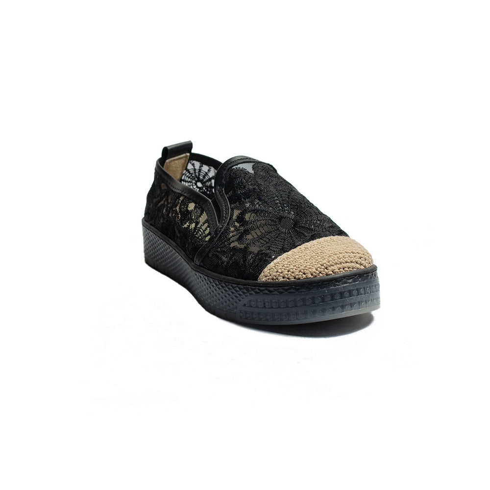 Turkish Women Black Cloth Espadrilles #2044