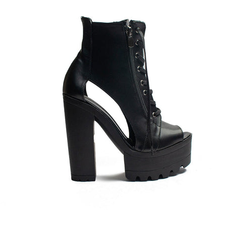 Turkish Women Black Leather Heels #2051