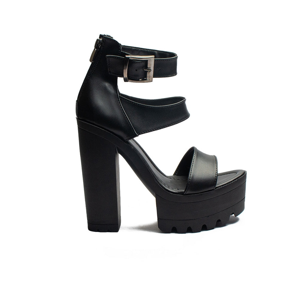Turkish Women Black Leather Heels #2052