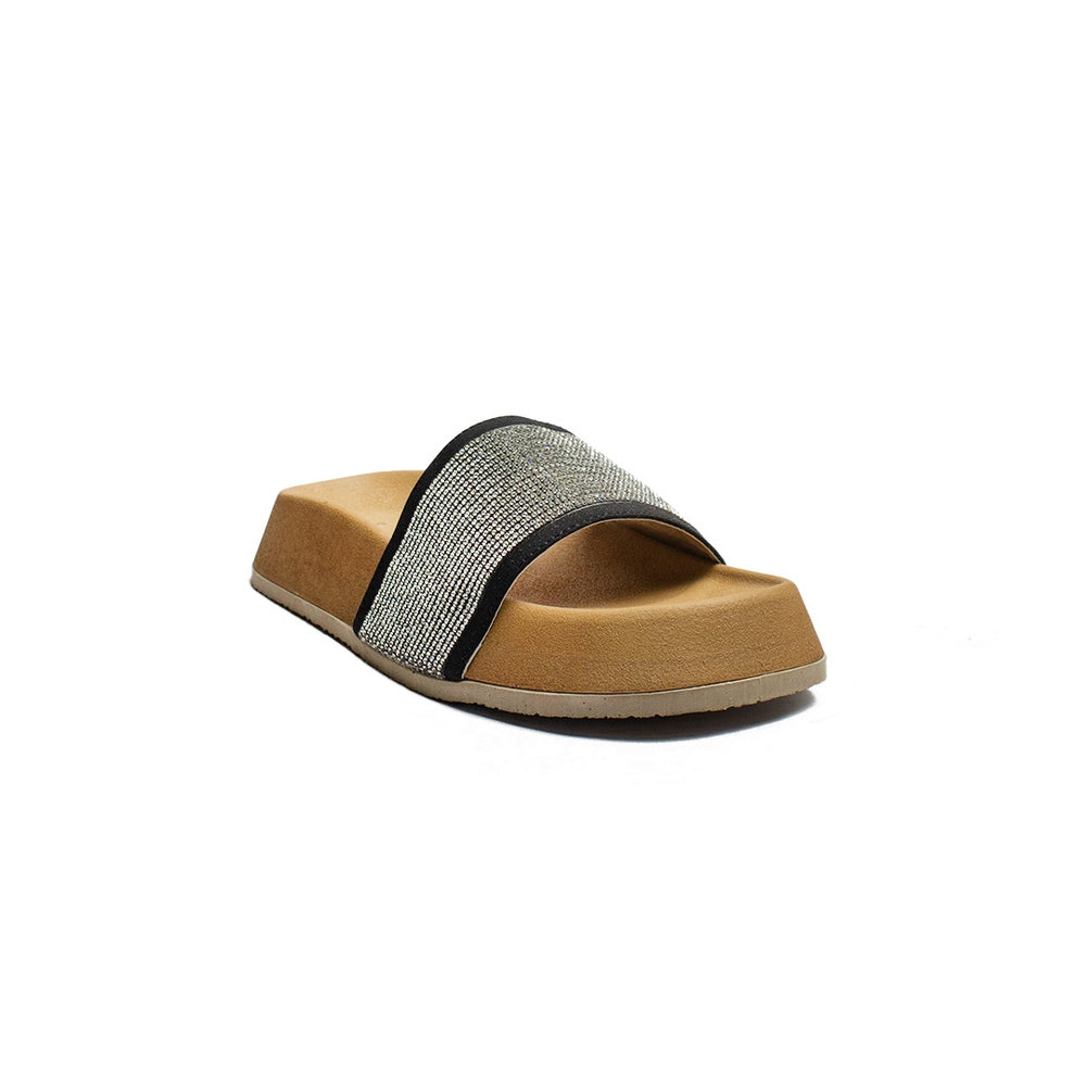 Turkish Women Black Satin Slipper #2056