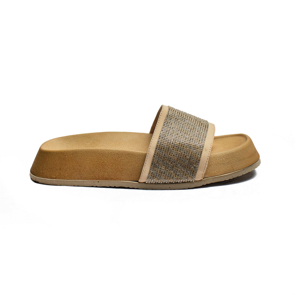Turkish Women Beige Satin Slipper #2057