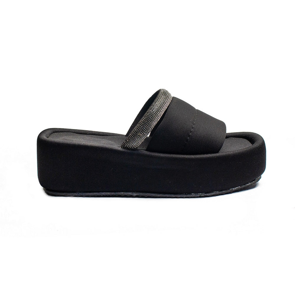 Turkish Women Black Satin Slipper #2059