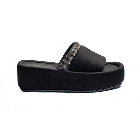 Turkish Women Black Satin Slipper #2059