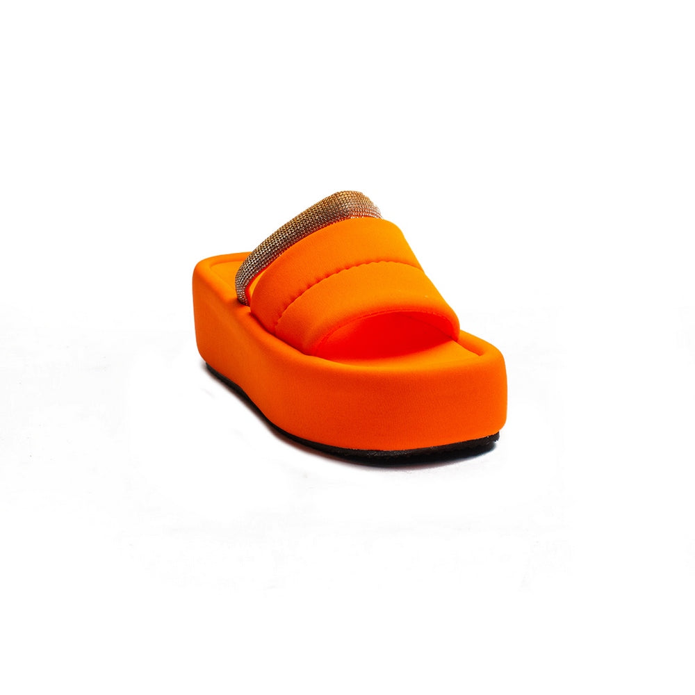 Turkish Women Orange Satin Slipper #2062