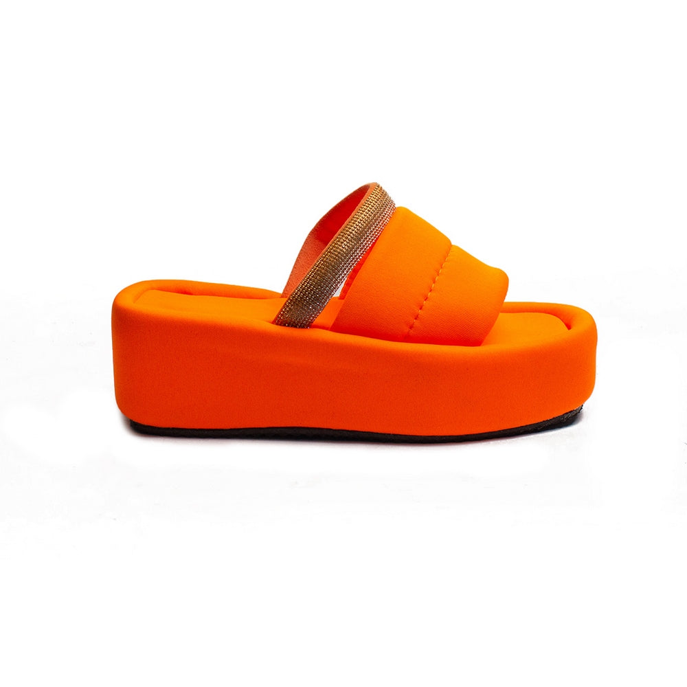 Turkish Women Orange Satin Slipper #2062