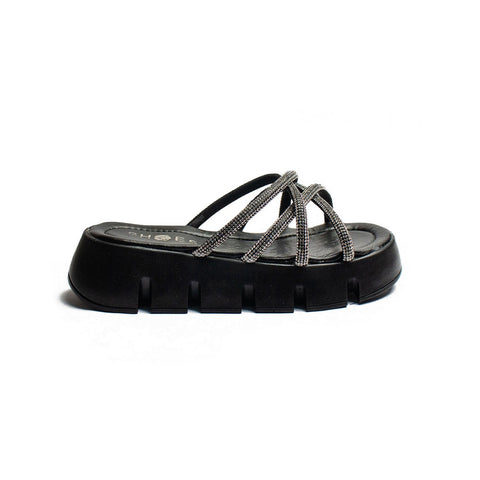 Turkish Women Black Leather Slipper #2063
