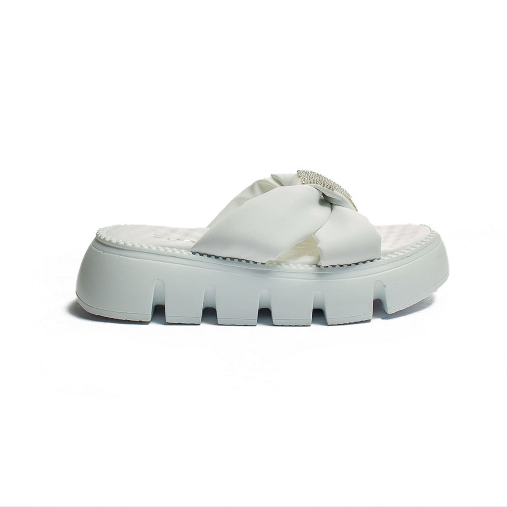 Turkish Women White Leather Slipper #2066