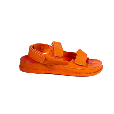Turkish Women Orange Leather Sandal #2071