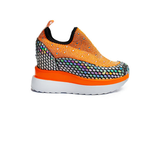 Turkish Women Orange Glitter Shoes #2096