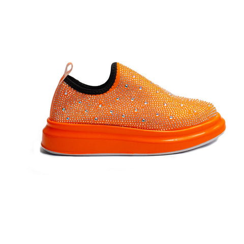 Turkish Women Orange Glitter Shoes #2098