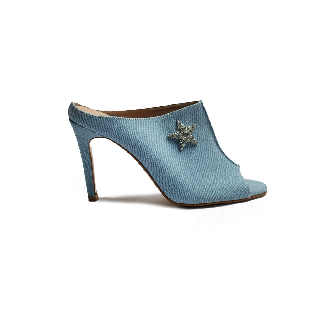 Turkish Women Light Blue Cloth Heels #2100