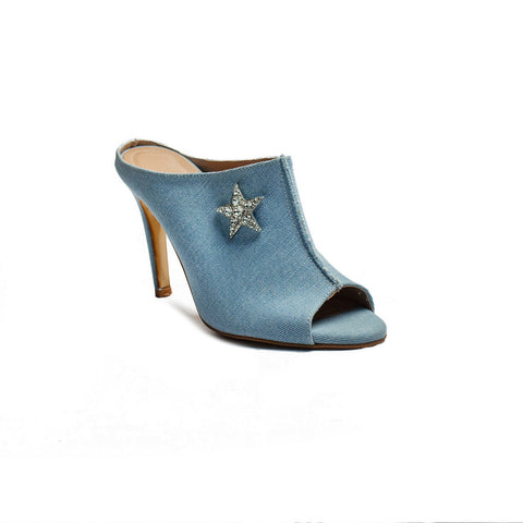 Turkish Women Light Blue Cloth Heels #2100