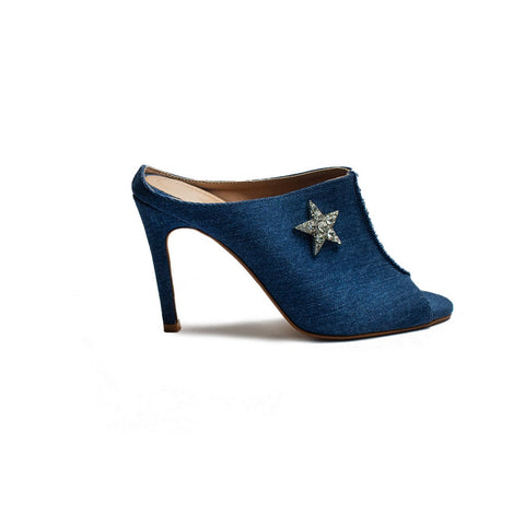 Turkish Women Blue Cloth Heels #2101