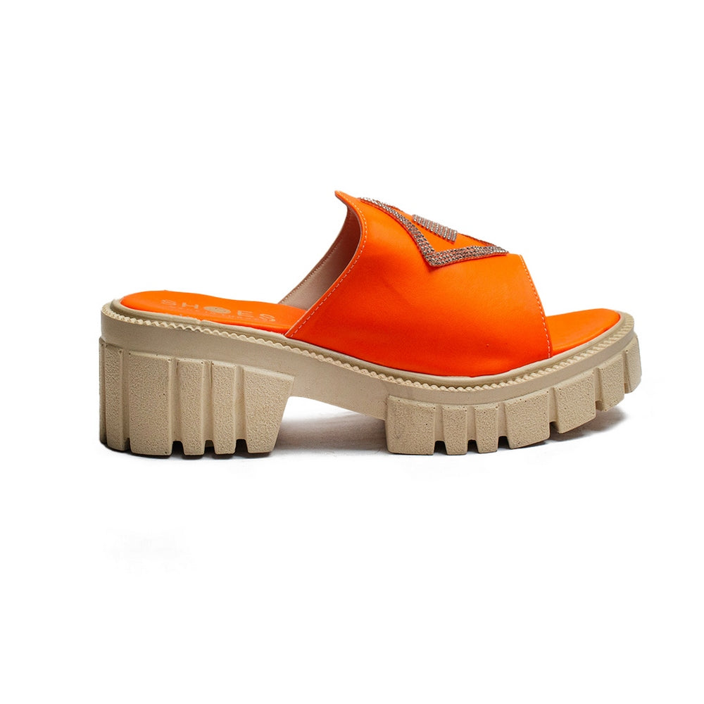 Turkish Women Orange Leather Wedges #2126