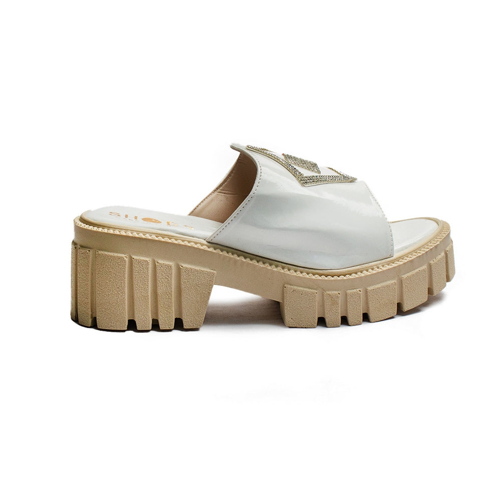 Turkish Women White Vernis Leather Wedges #2128