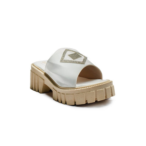 Turkish Women White Vernis Leather Wedges #2128