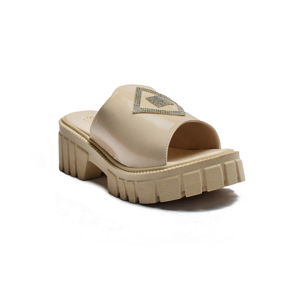 Turkish Women Beige Vernis Leather Wedges #2129