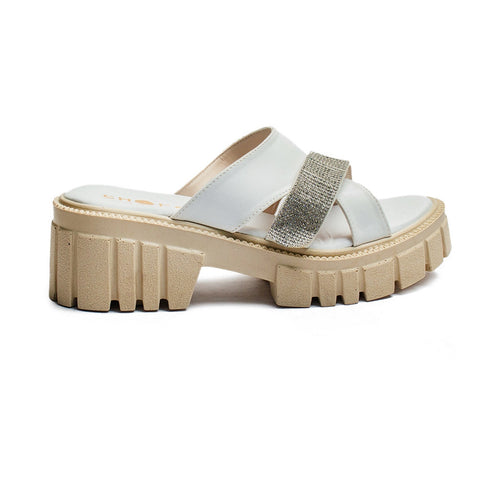 Turkish Women White Leather Wedges #2135