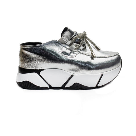 Turkish Women Silver Vernis Leather Wedges #2136