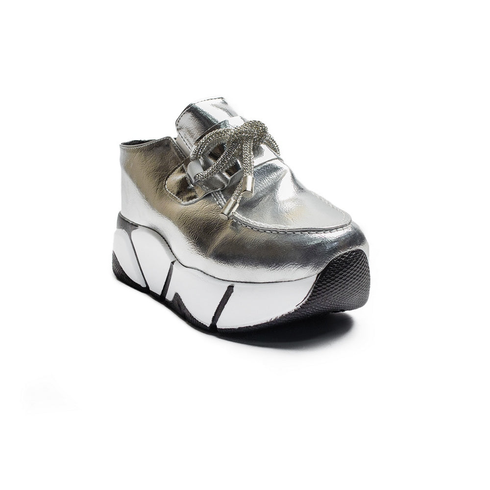 Turkish Women Silver Vernis Leather Wedges #2136