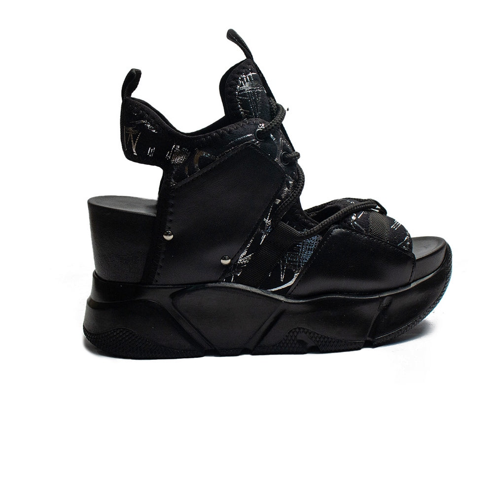 Turkish Women Black Leather Sandal #2145