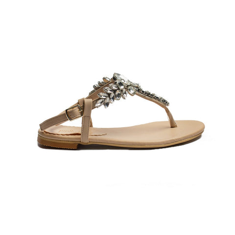 Turkish Women Beige Leather Sandal #2168