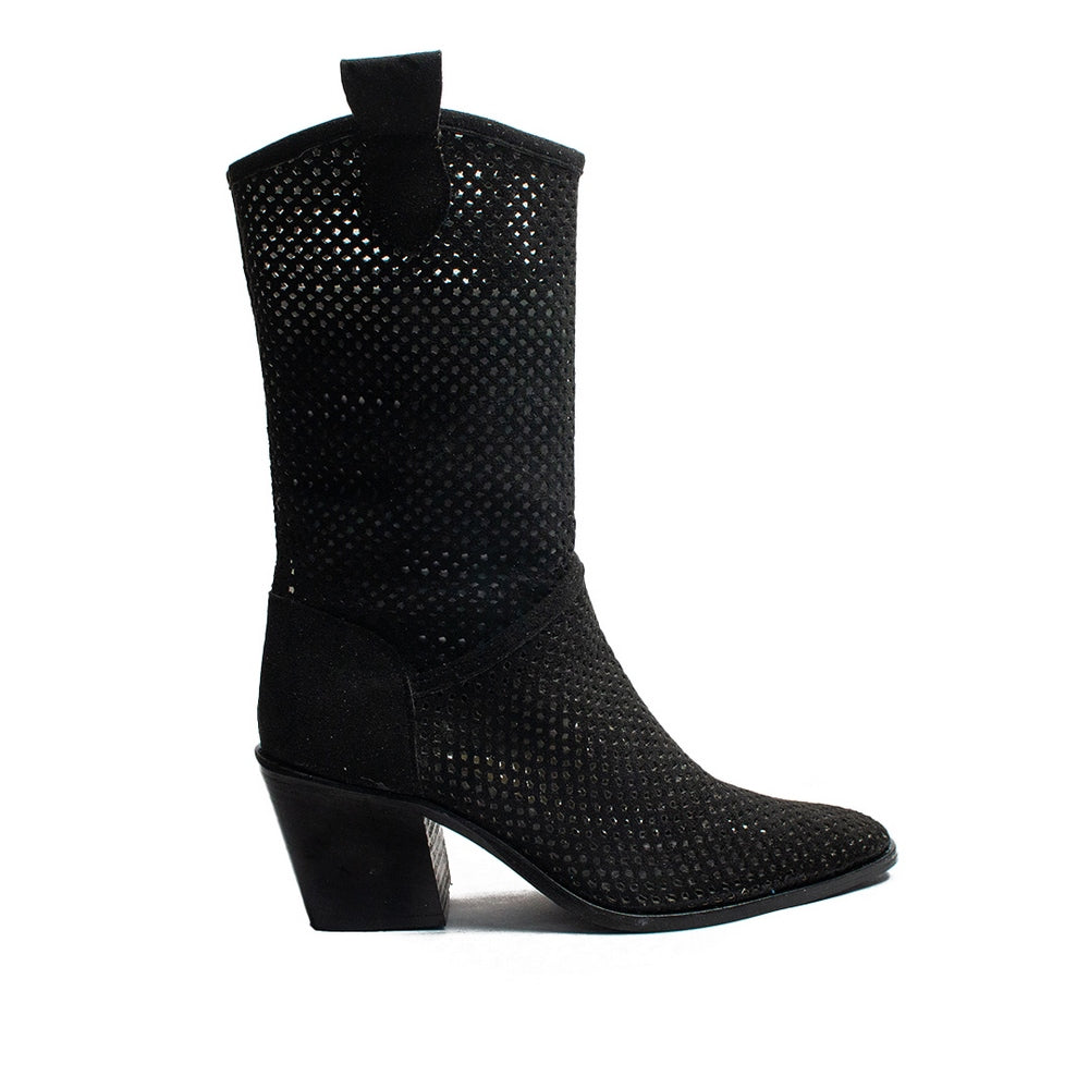 Turkish Women Black Chamois Half Boot #2175