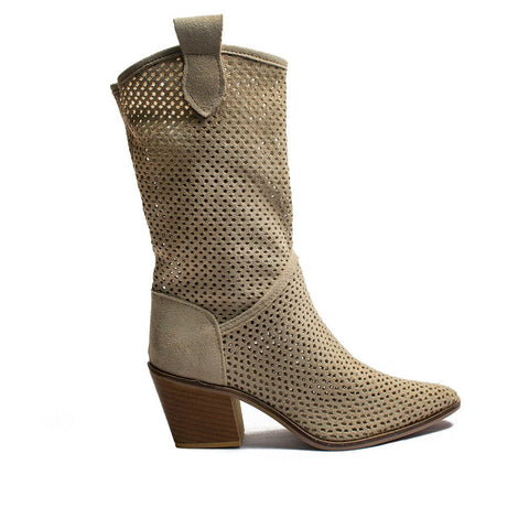 Turkish Women Beige Chamois Half Boot #2176