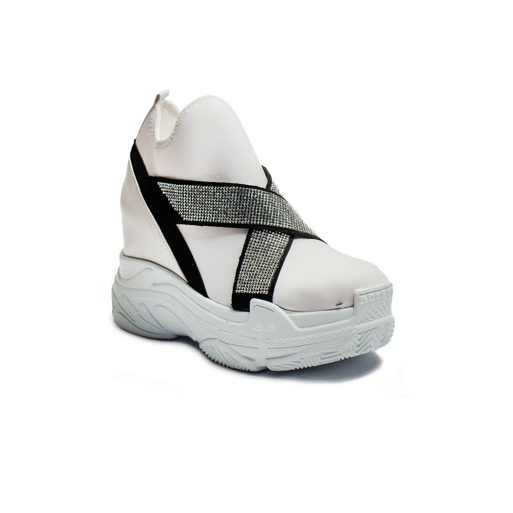 Turkish Women White Leather Wedges #2181