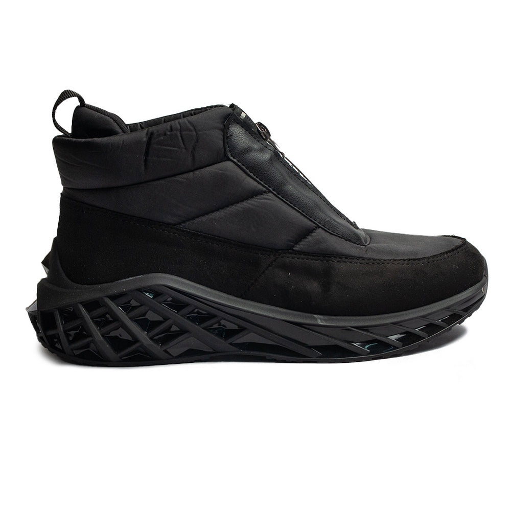 Turkish Women Black Leather * Chamois Half Boot #2186