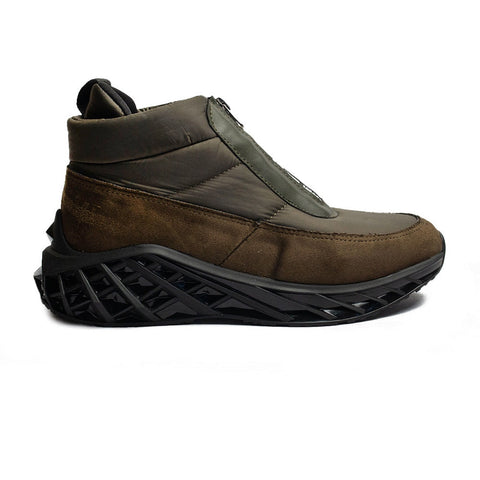 Turkish Women Kaki Leather * Chamois Half Boot #2188