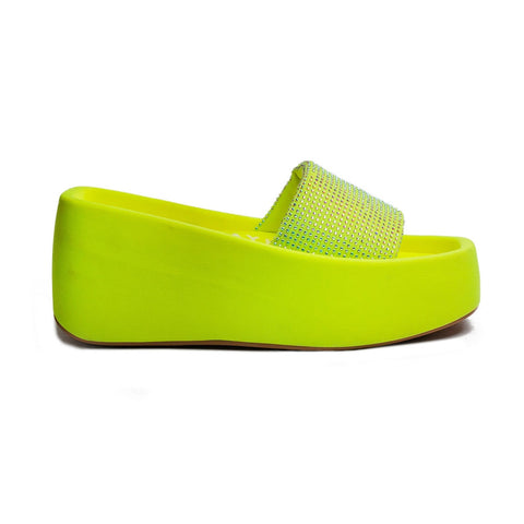 Turkish Women Green Satin Wedges #2189