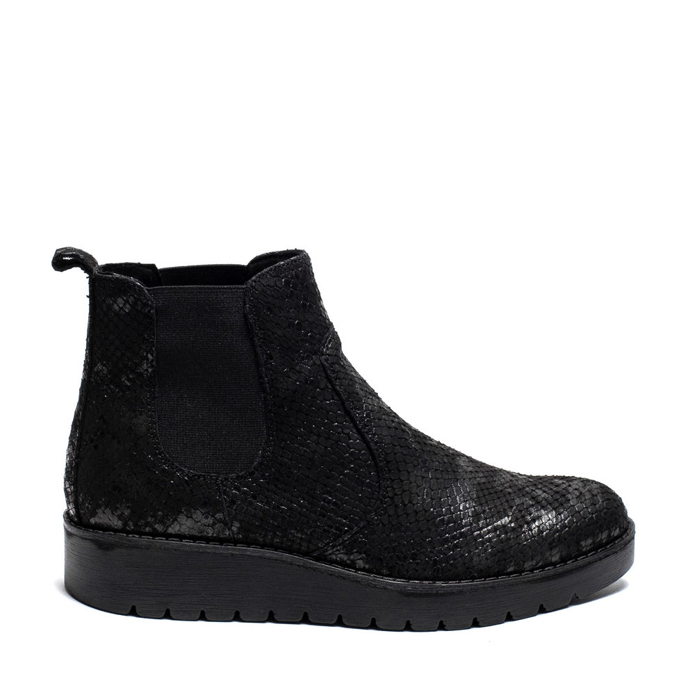 Italian Women Black Leather Half Boot #0021