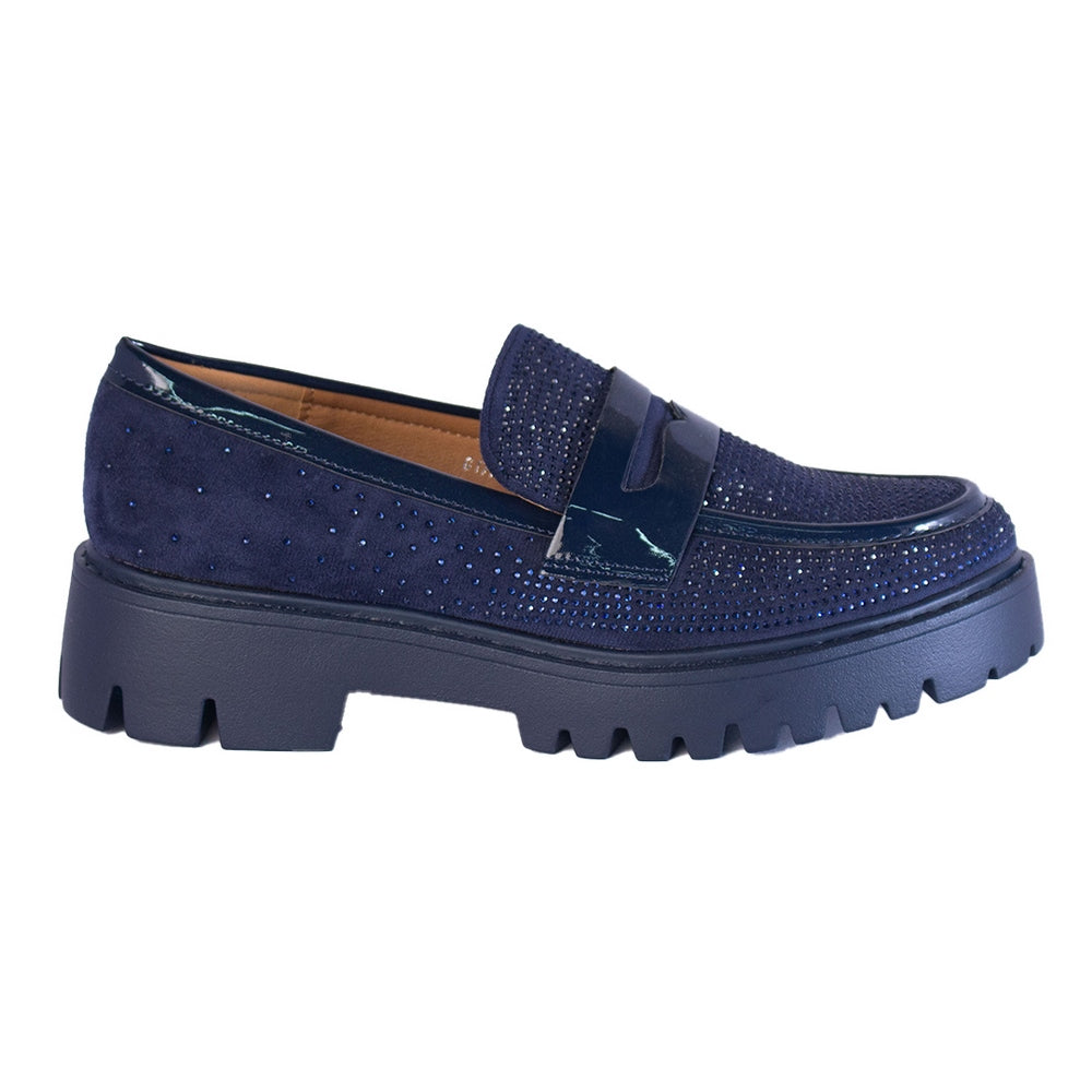 Europeon Union Women Dark Blue Chamois * Glitter Shoes #2203