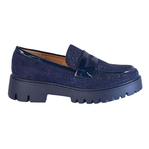 Europeon Union Women Dark Blue Chamois * Glitter Shoes #2203