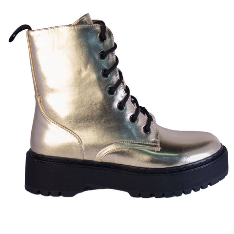 Europeon Union Women Gold Leather Half Boot #2220