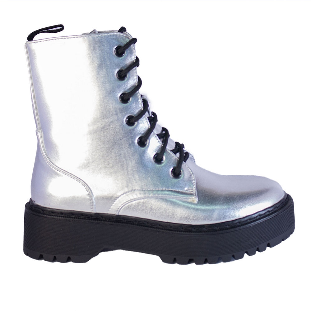 Europeon Union Women Silver Leather Half Boot #2221