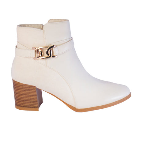 Europeon Union Women Beige Leather Half Boot #2222