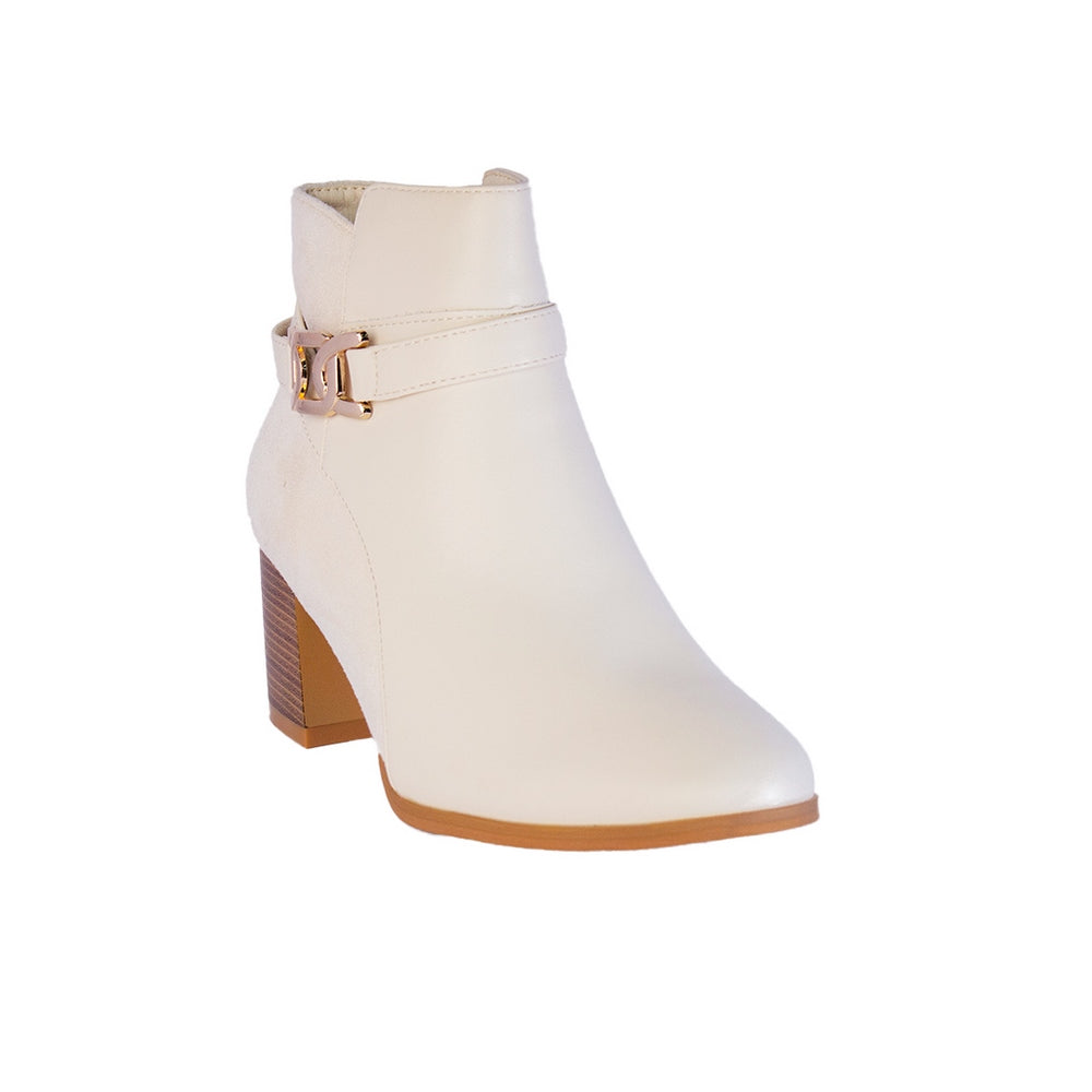 Europeon Union Women Beige Leather Half Boot #2222