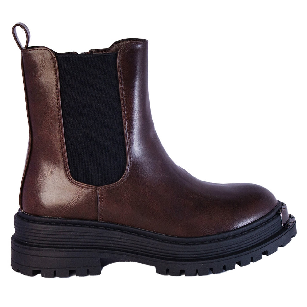 Europeon Union Women Brown Leather Half Boot #2231