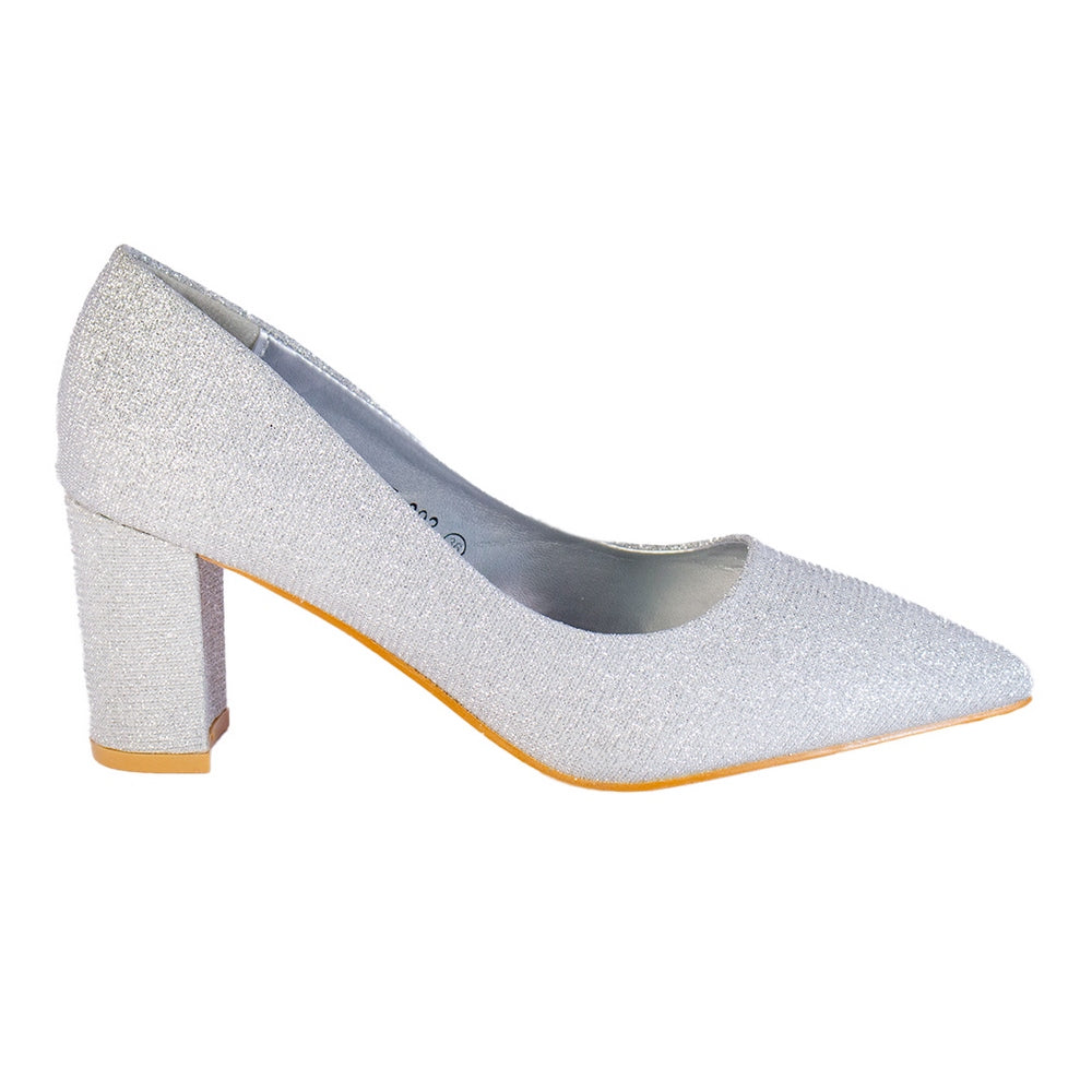 Europeon Union Women Silver Glitter Heels #2242