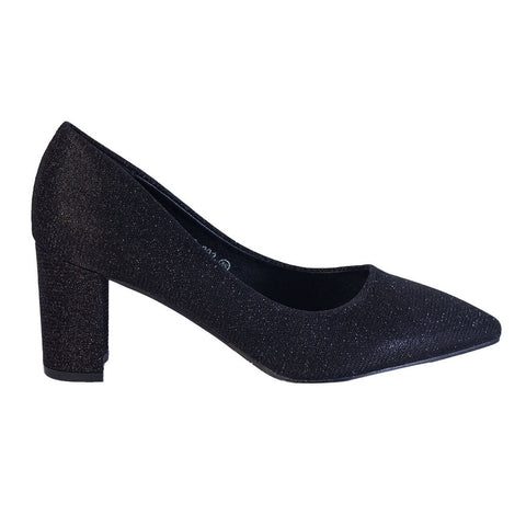 Europeon Union Women Black Glitter Heels #2243