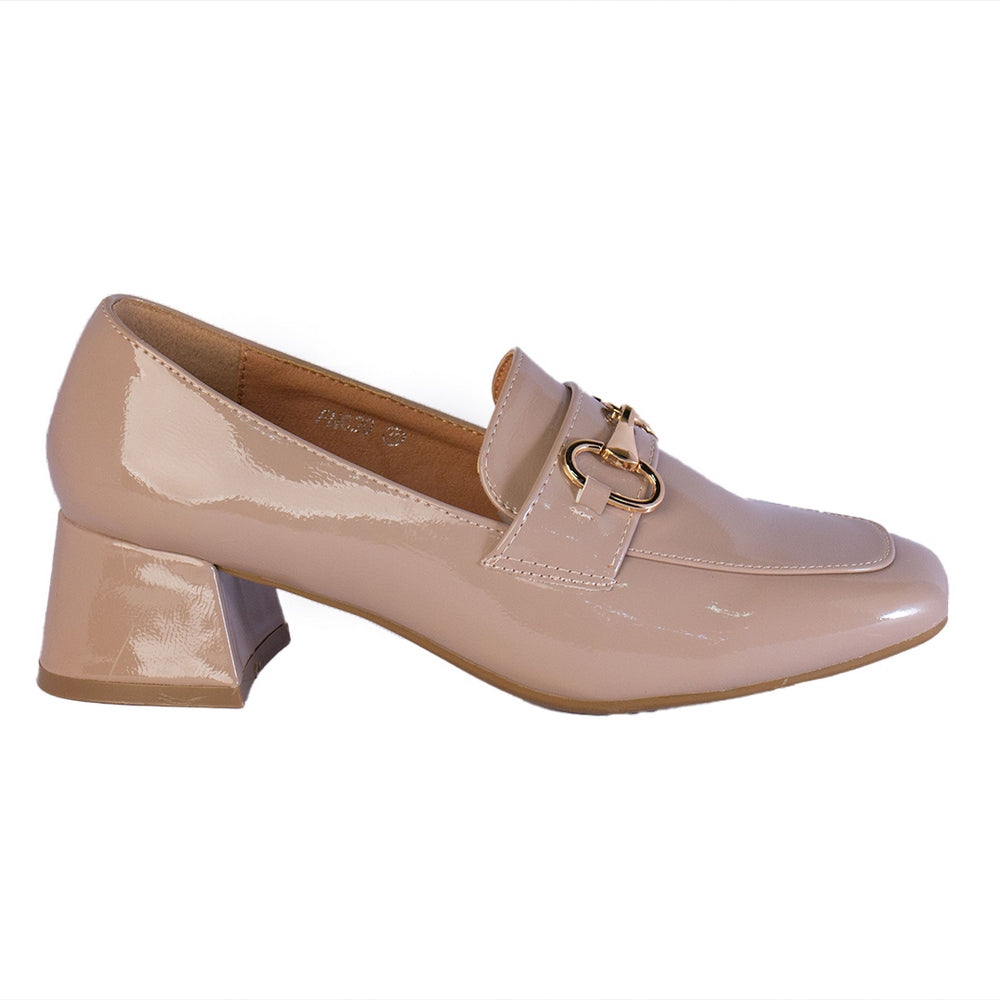 Europeon Union Women Beige Vernis Leather Shoes #2248